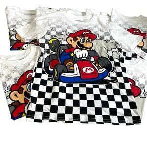 Lot of‎ 5 - Brand New with Tag On Kids Retro Mario Kart white and red cotton